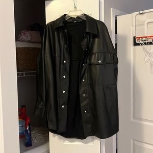 Zara faux leather shacket